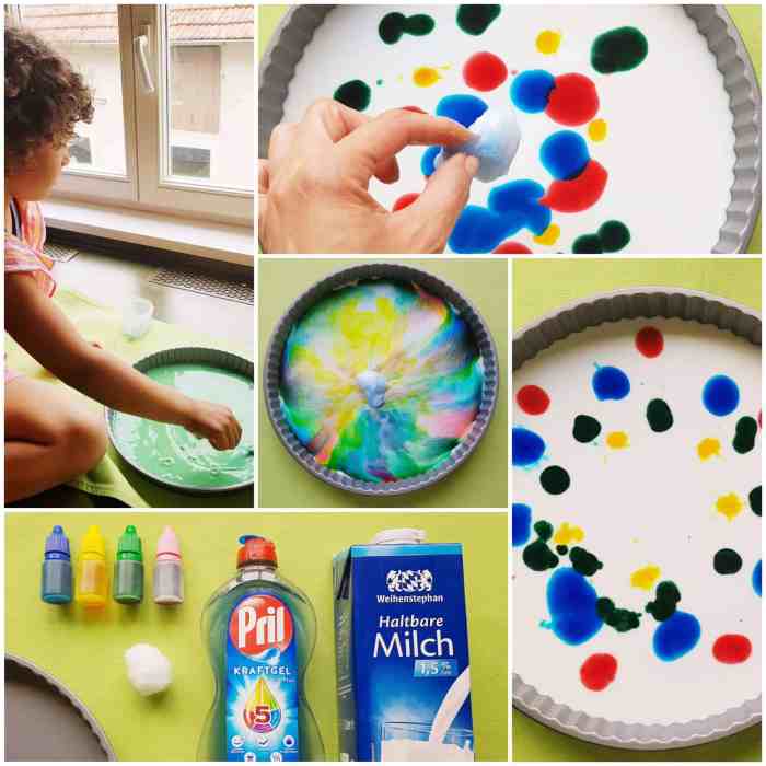 Milk food coloring and soap experiment