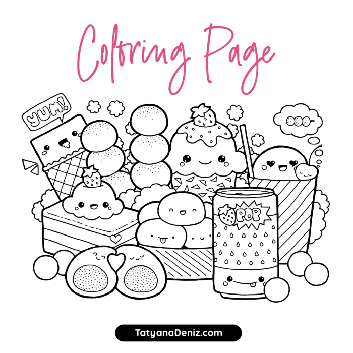 Coloring pages cute foods