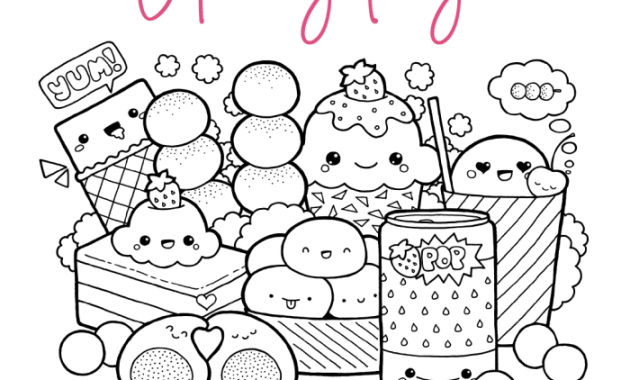 Printable cute food coloring pages