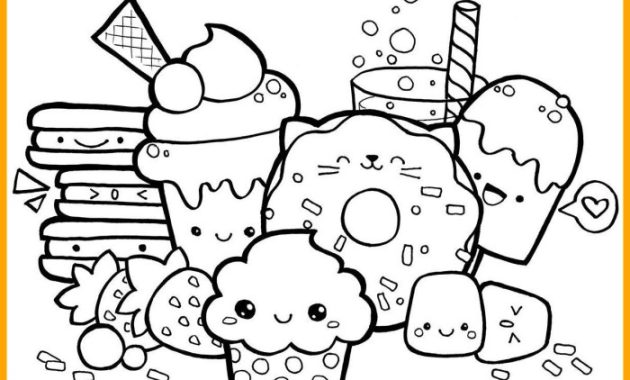 Coloring pages cute foods