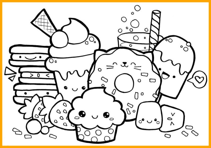 Coloring pages cute foods