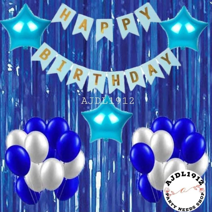 Blue theme birthday decoration