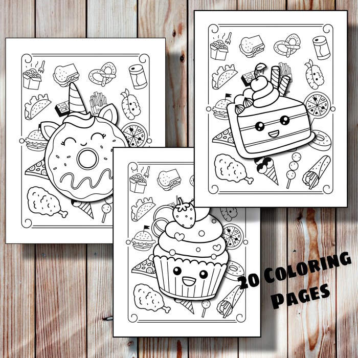 Printable cute food coloring pages