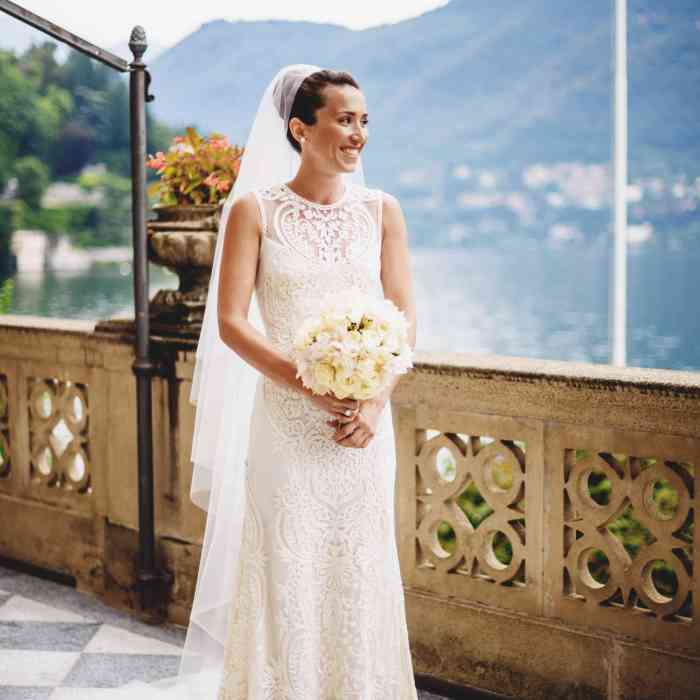 Jewel neckline wedding dress