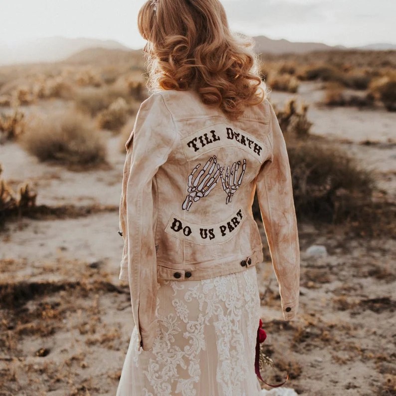 Jean jacket with wedding dress